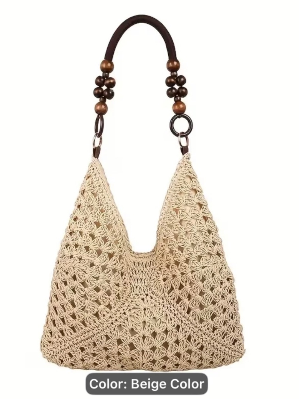 BEIGE WOMEN’s elegant plaid knit SHOULDER BAG - Picture 2 of 2